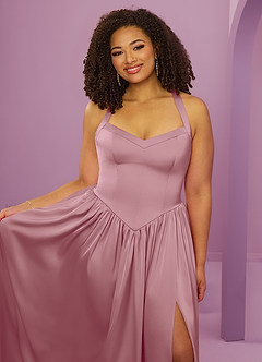 Barbie ♥ Azazie Bridesmaid Dresses Vintage Mauve A-Line with Pockets Stretch Satin Dress image12
