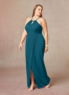 Azazie Hadid vestidos de madre de la novia Vestido de Azul Tinta de Malla de Recto con Plisado image9