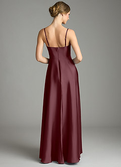 Azazie Elle Bridesmaid Dresses Sangria A-Line Pleated Stretch Satin Dress image5