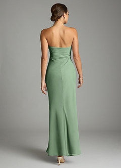 Azazie Saylor Vestidos de damas de honor Vestido de Matcha de Gasa de Corte Sirena con Sin tirantes image11