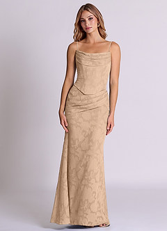 Azazie Sorrel Jurken voor bruidsmeisjes Converteerbaar Jurk van Bloemen Burn-out met Zeemeermin Korset Champagne image6