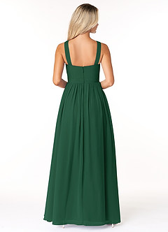 Azazie Elvira Bridesmaid Dresses Dark Green A-Line Pleated Chiffon Dress image2