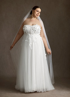 Azazie Wynery Vestidos de prueba en casa Vestido Diamante Blanco de Encaje de Corte Princesa con Hombros descubiertos image19