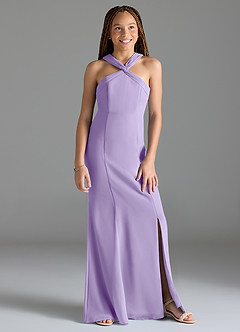 Azazie Rue Junior Lilac Mermaid Side Slit Chiffon Dress image4