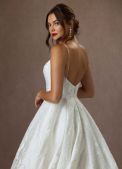 Azazie Astoria Wedding Dresses Diamond White Ball-Gown with Pockets Floral Jacquard Dress image7