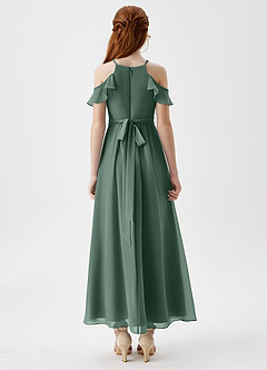 Azazie Chaya Junior Sea Moss A-Line Off the Shoulder Chiffon Dress image2