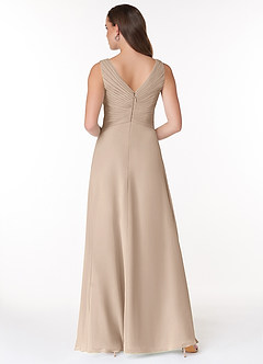 Azazie Flora Bridesmaid Dresses Taupe A-Line Pleated Chiffon Dress image2