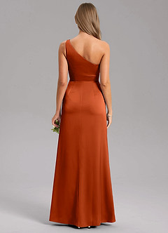 Azazie Feby Jurken voor bruidsmeisjes Jurk van Stretch Satijn met A-Lijn One-Shoulder Paprika image2