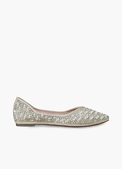 front Crystal And Pearl Ballet Flats