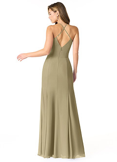 Azazie Carolina Bridesmaid Dresses Moss Green Mermaid Ruched Chiffon Dress image3
