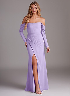 Azazie Hallie Bridesmaid Dresses Lilac Mermaid Long Sleeve Chiffon Dress image1