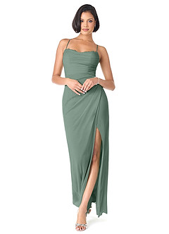 Azazie Ashana Bridesmaid Dresses Eucalyptus Sheath Sweetheart Lace Mesh Dress image1