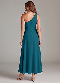 Azazie Brooke Bridesmaid Dresses Ink Blue A-Line One Shoulder Chiffon Dress image5