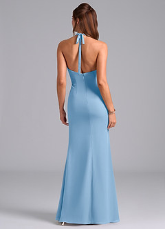 Azazie Valerie Vestidos de damas de honor Vestido de Azul Pálido de Gasa de Corte Sirena con Plisado image6