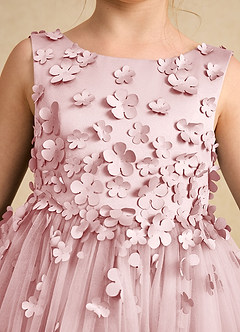 Azazie Lana vestidos de niña de las flores Vestido de Rosa Empolvado de Satin Mate de Corte en A con Sin mangas image6
