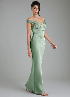 Azazie Stella At-home Try On Dresses Agave Sheath Corset Stretch Satin Convertible Dress image4