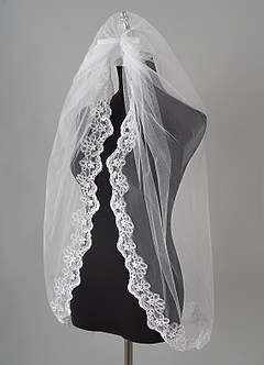 front Juliette Lace Waist Length Veil