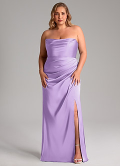 Azazie Leonis Brautjungfernkleider Wandelbar Meerjungfrau-Linie Plissee Stretch-Satin Kleid Flieder image9