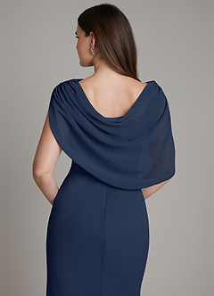 Azazie Hadley Robes de demoiselle d'honneur Robe Sirène en Mousseline de soie Plissée Bleu Marine Foncé image7