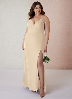 Azazie Becca Suknie dla druhen Osłona Szyfon Do ziemi Sukienka image7