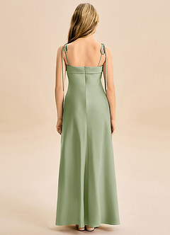 Azazie Willa Junior Dusty Sage A-Line Bow Stretch Satin Dress image6