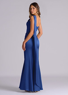 Azazie Inara Bridesmaid Dresses Royal Blue Mermaid Pleated Stretch Satin Dress image6