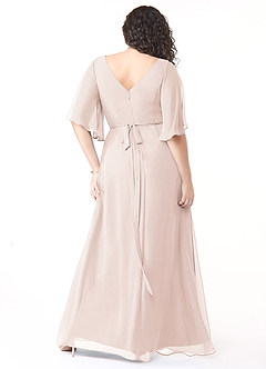 Azazie Cierra Bridesmaid Dresses Rose Petal A-Line V-Neck Chiffon Dress image10
