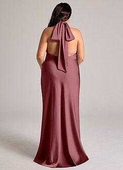 Azazie Velli Abiti da Damigella Abito Sirena in Raso Elasticizzato Collo Alto Rosa Del Deserto image9