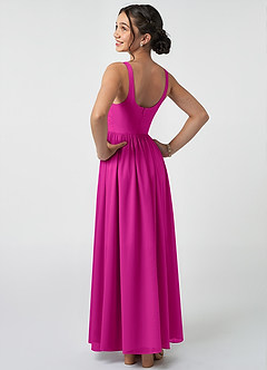 Azazie Keyla Junior A-Linie Plissee Chiffon Kleid Fuchsia image4