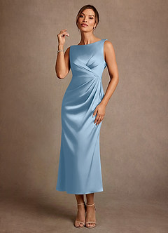 Azazie Mazhe Kleider für die Brautmutter A-Linie Plissee Stretch-Satin Kleid Puderblau image1