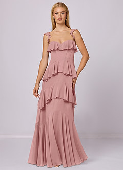 Barbie ♥ Azazie Jurken voor bruidsmeisjes Jurk van Chiffon met A-Lijn Sweetheart Halslijn Stoffige Roos image3