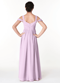 Azazie Lianne Junior Frosted Lilac A-Line Off the Shoulder Chiffon Dress image2