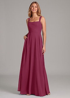 Azazie Shaude Bridesmaid Dresses Mulberry A-Line Pleated Chiffon Dress image3