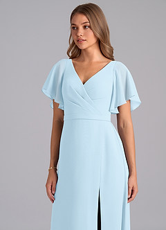 Azazie Ambrosia Bridesmaid Dresses Sky Blue A-Line Pleated Chiffon Dress image7
