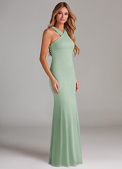 Azazie Doretta Bridesmaid Dresses Agave Mermaid Pleated Chiffon Dress image4