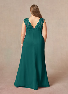 Azazie Gladys Mother of the Bride Dresses Peacock A-Line Queen Anne Lace Chiffon Dress image8