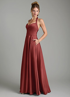 Azazie Tenaya Bridesmaid Dresses Terracotta A-Line Sweetheart Neckline Stretch Satin Dress image5