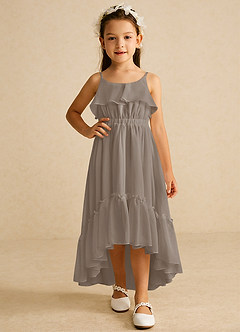 Azazie Karmen Flower Girl Dresses Taupe A-Line Ruched Chiffon Dress image5