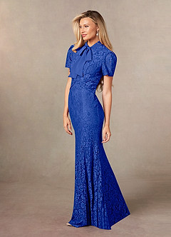 Azazie Carleannia Abiti per la Madre della Sposa Abito Sirena in Chiffon Pizzo Blu Reale image2
