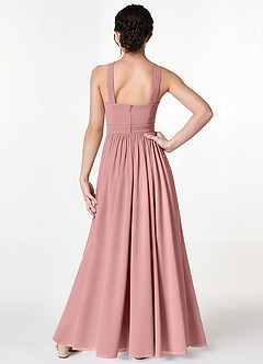 Azazie Jiya Junior Dusty Rose A-Line Pleated Mesh Dress image2