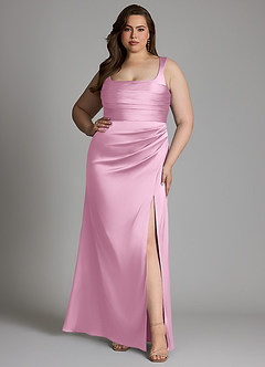 Azazie Sierra Bridesmaid Dresses Candy Pink A-Line Corset Stretch Satin Dress image8