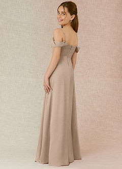 Azazie Kaitlynn Junior Taupe A-Line Off the Shoulder Chiffon Dress image5