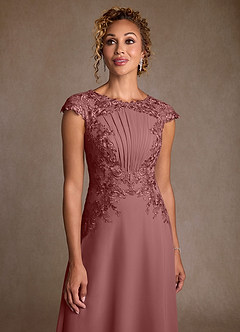 Azazie Crista Suknie dla Matki Panny Młodej Linia A Koronka Szyfon Długość herbaty Sukienka image5