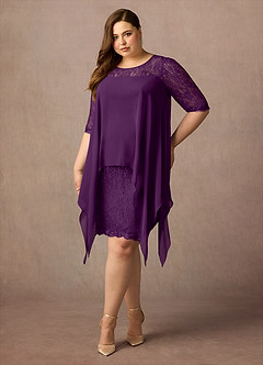 Azazie Flo Mother of the Bride Dresses Grape A-Line Lace Chiffon Dress image6