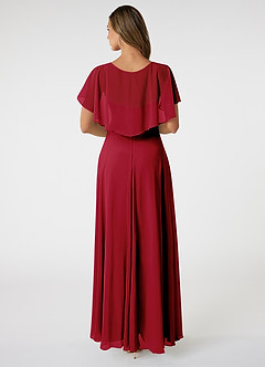 Azazie Jamie Brautjungfernkleider A-Linie Chiffon Kleid Scharlachrot image2