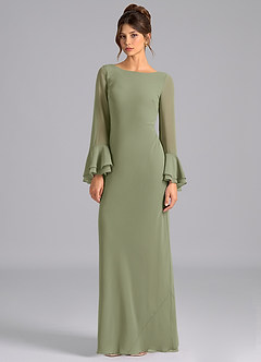 Azazie Leone Bridesmaid Dresses Pistachio Mermaid Corset Chiffon Dress image5