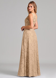 Azazie Phaedra Robes de demoiselle d'honneur Robe Trapèze en Blumen-Burnout Une épaule Champagne image2