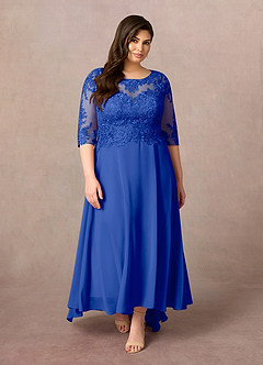 Azazie Monza Mother of the Bride Dresses Royal Blue A-Line Lace Chiffon Dress image7