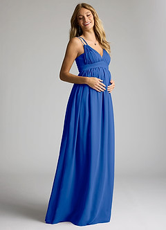 Azazie Emree Maternity Bridesmaid Dresses A-Line Chiffon Floor-Length Dress image2
