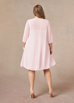 Azazie Olivia Mother of the Bride Dresses Blushing Pink A-Line Square Neckline Pleated Chiffon Dress image8
